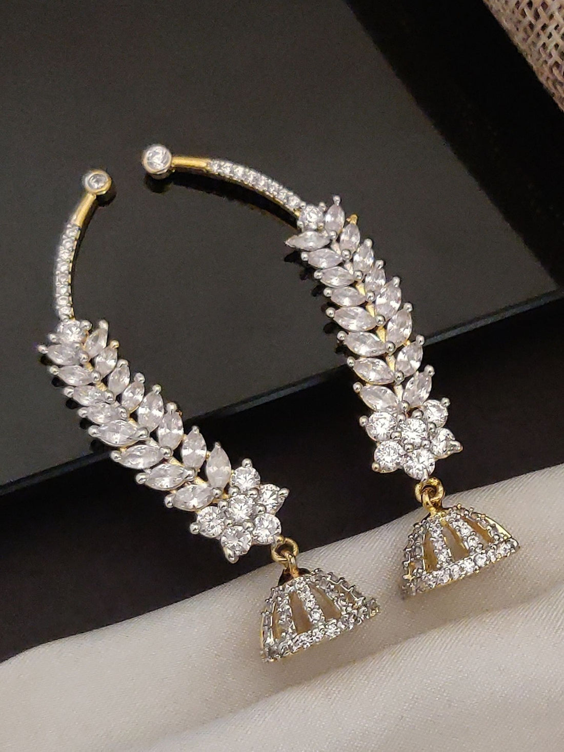 Abdesigns American Diamond Gold Plated Earring
