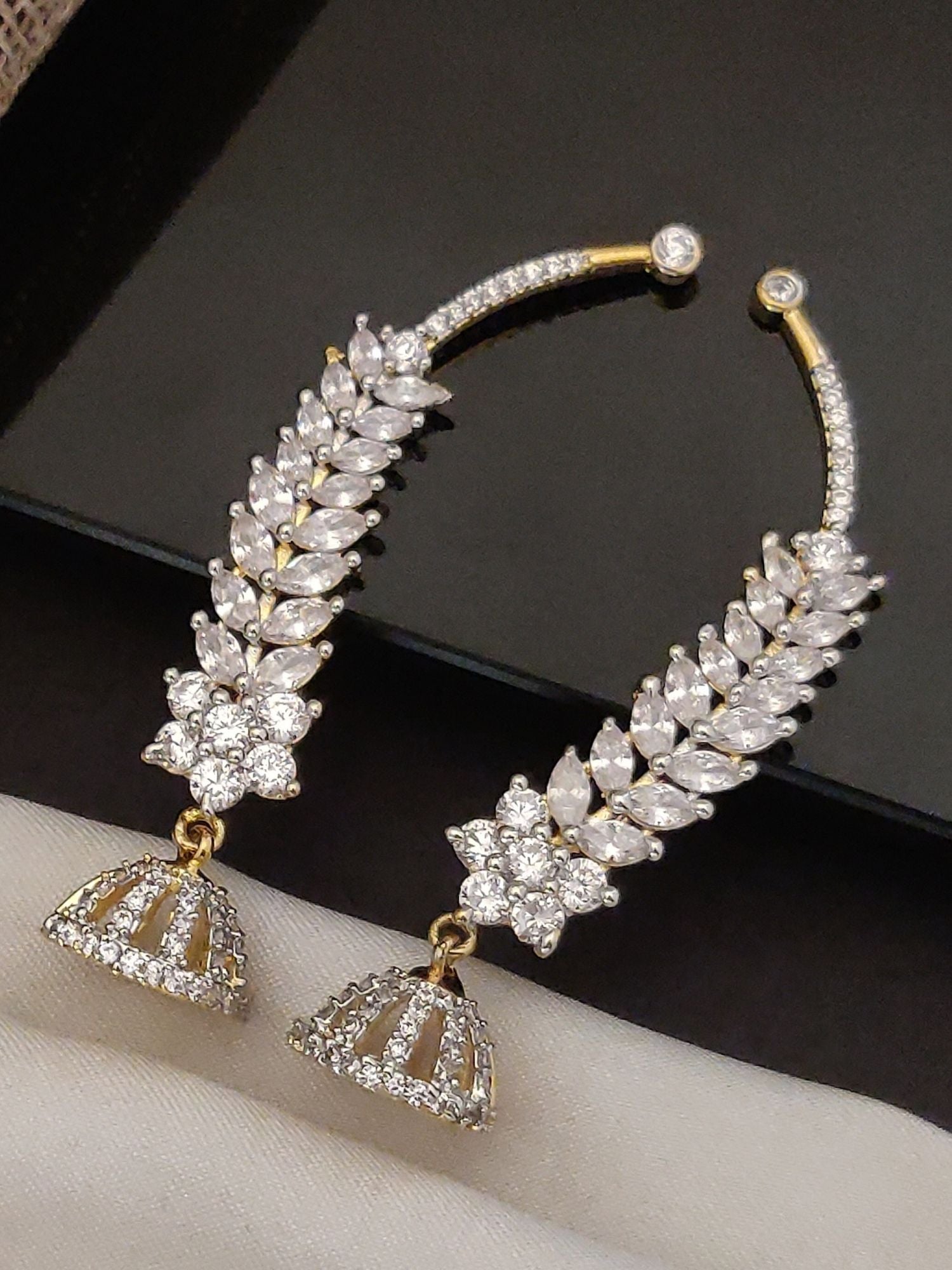 Abdesigns American Diamond Gold Plated Earring