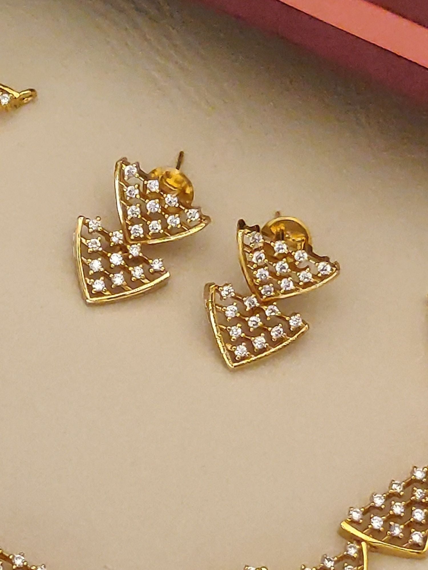 Abdesigns Gold Plated American Diamond Necklace Set