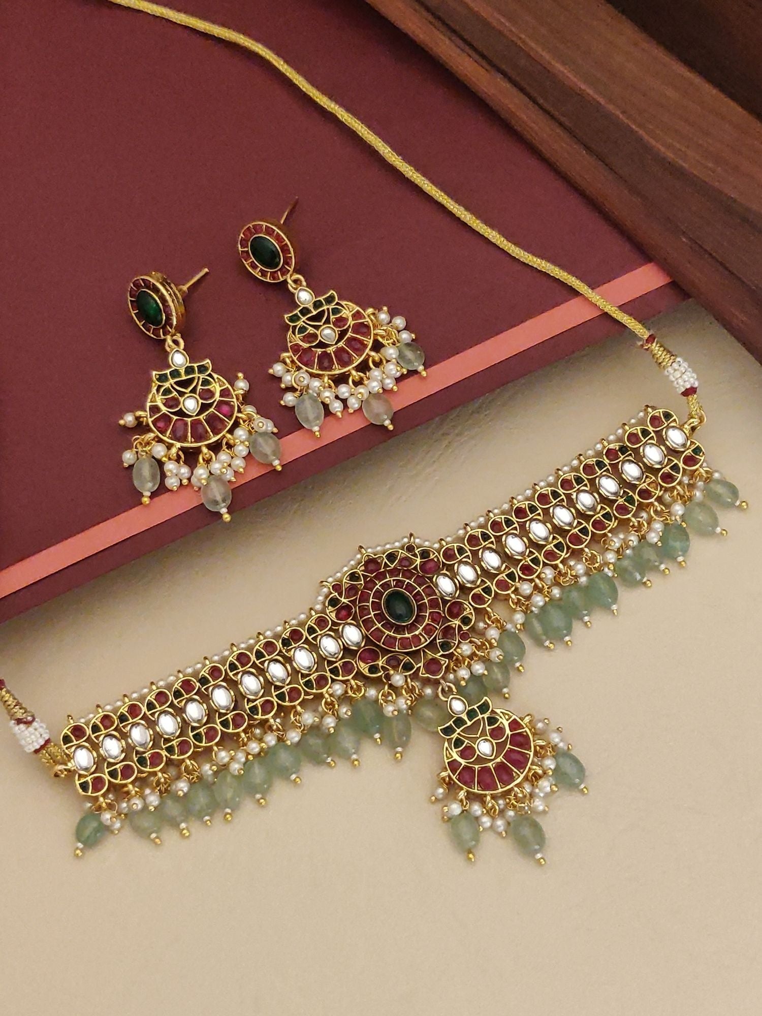 Abdesigns Gold Plated Kempstone Necklace Set