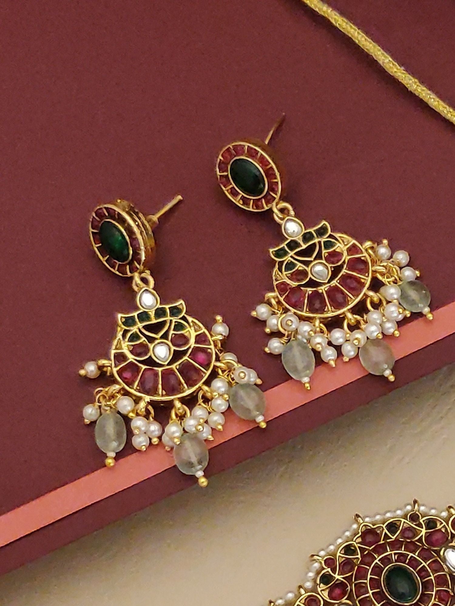 Abdesigns Gold Plated Kempstone Necklace Set