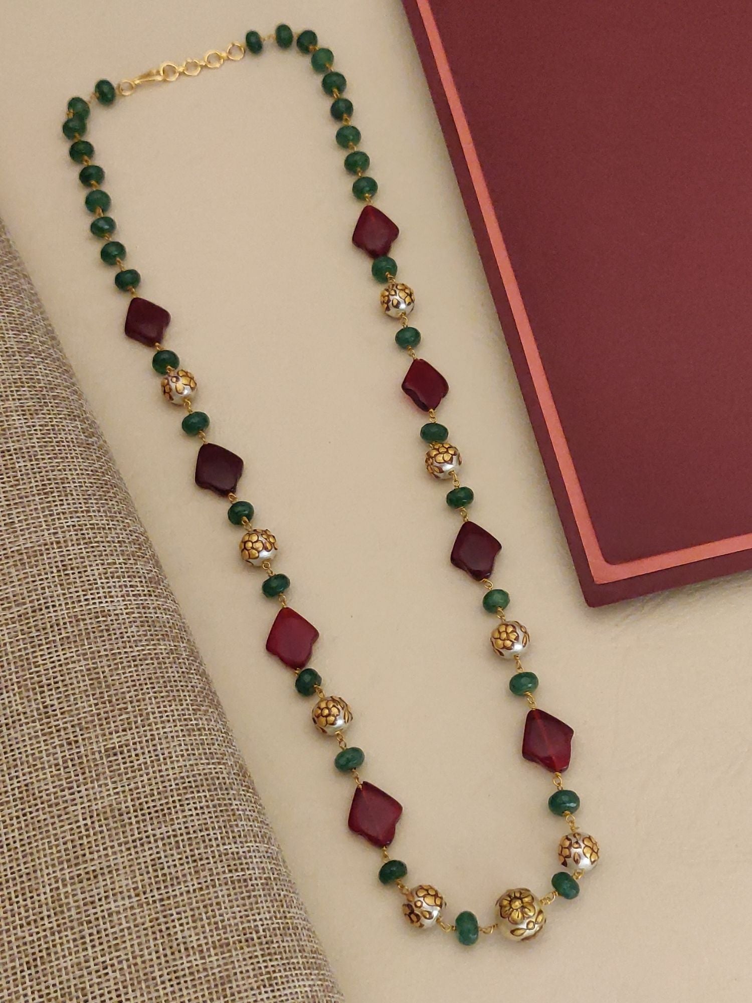 Abdesigns Gold Plated Jaipuri Stones Mala
