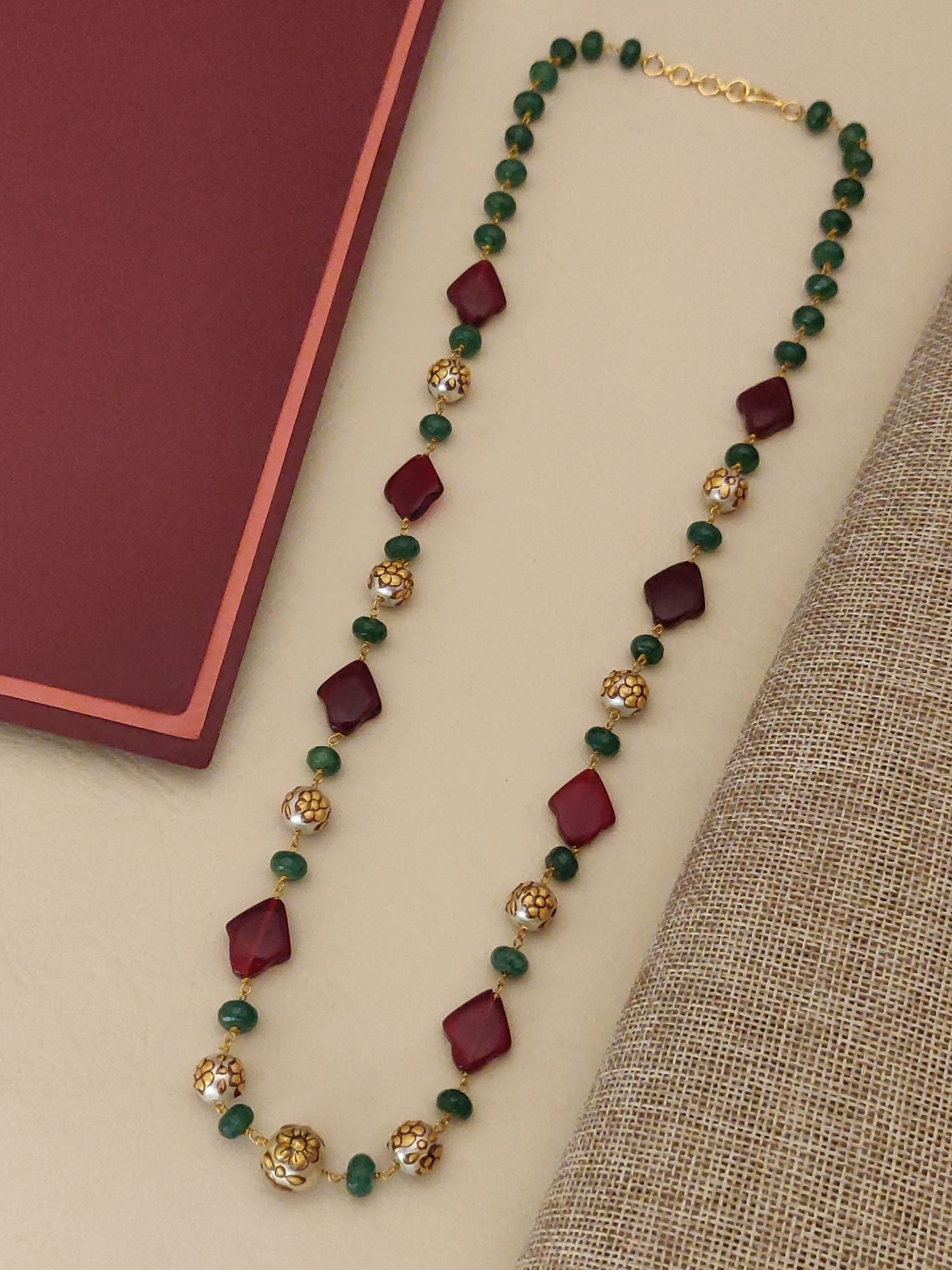 Abdesigns Gold Plated Jaipuri Stones Mala