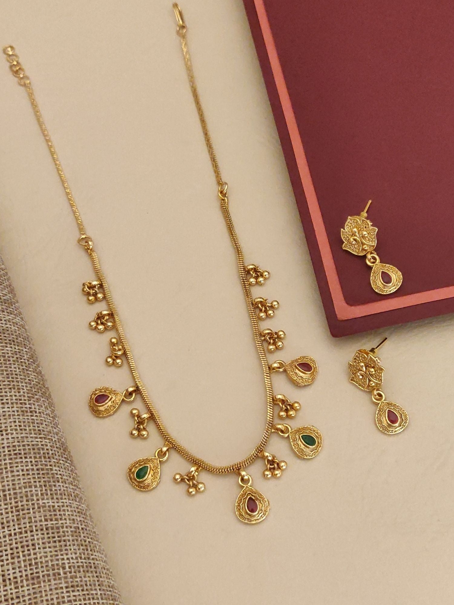 Abdesigns PaachiKundan Gold Plated Necklace Set