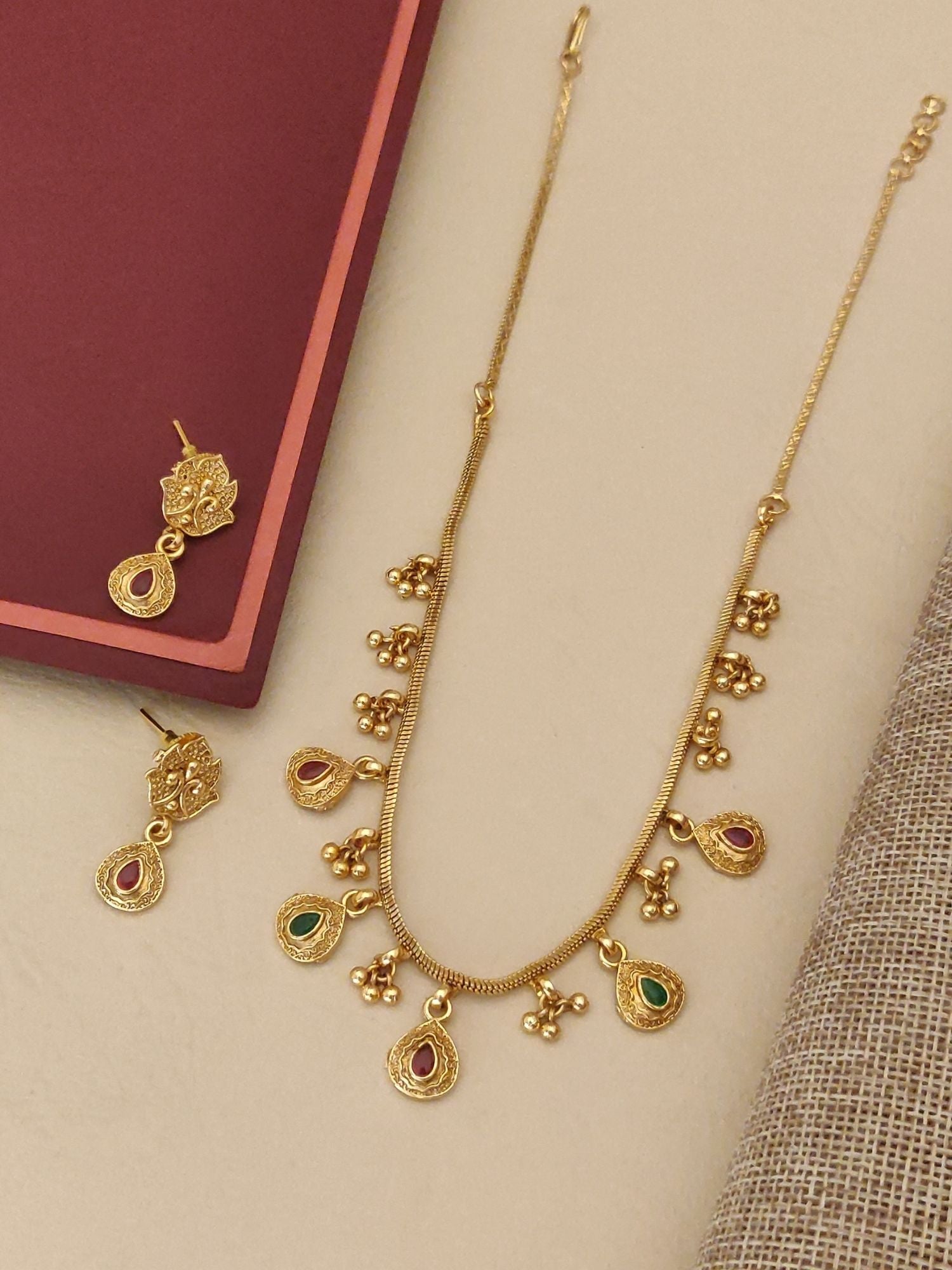 Abdesigns PaachiKundan Gold Plated Necklace Set