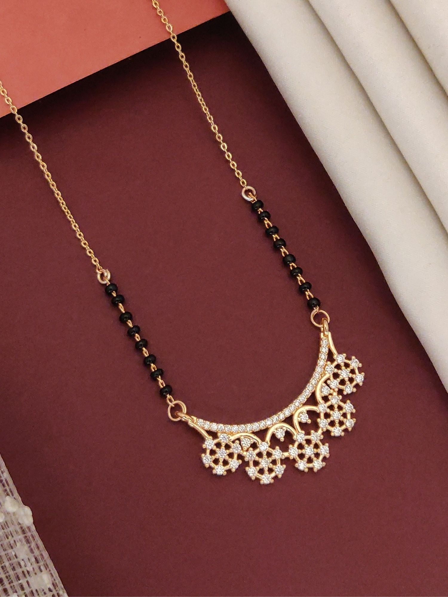 RoseGold Plated American Diamond Mangalsutra - mangalsutra by Abdesigns Jewellery