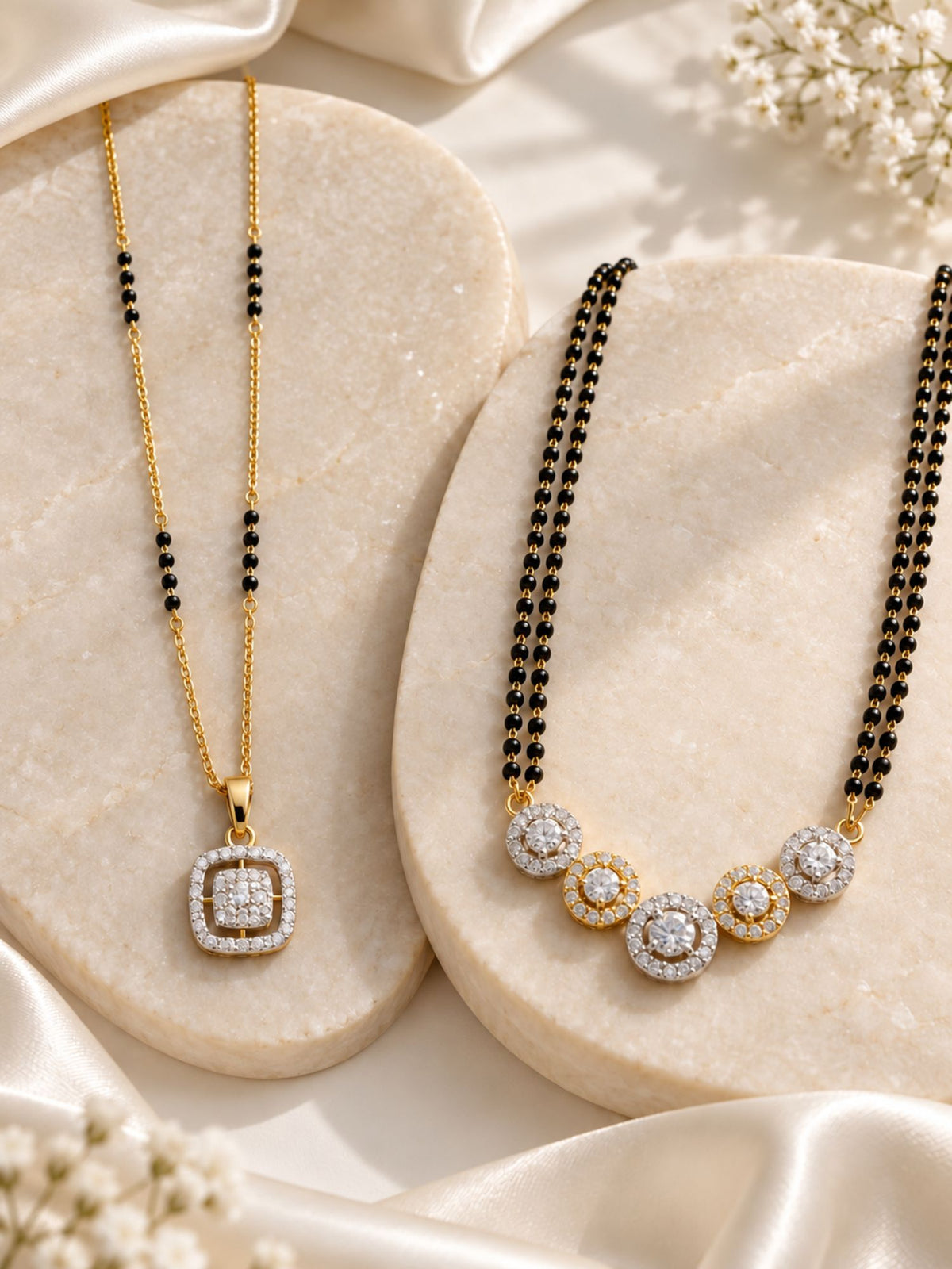 Set of 2 AD Stone Unique Mangalsutra Combo | Abdesigns Jewellery
