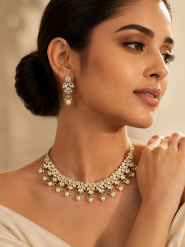 Kundan Pearl Drop Necklace Set | Abdesigns