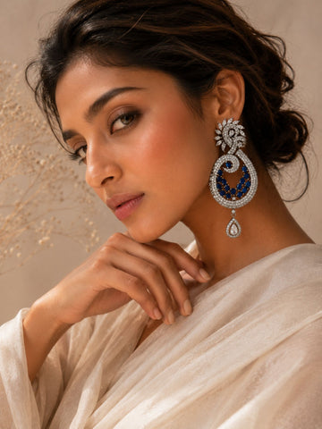 Royal Blue CZ Statement Earrings | Abdesigns