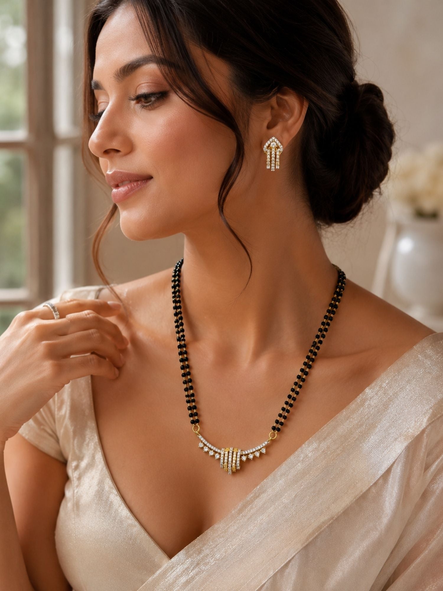 Pretty Diamond Look Mangalsutra Set – Elegant Daily Glam | Abdesigns