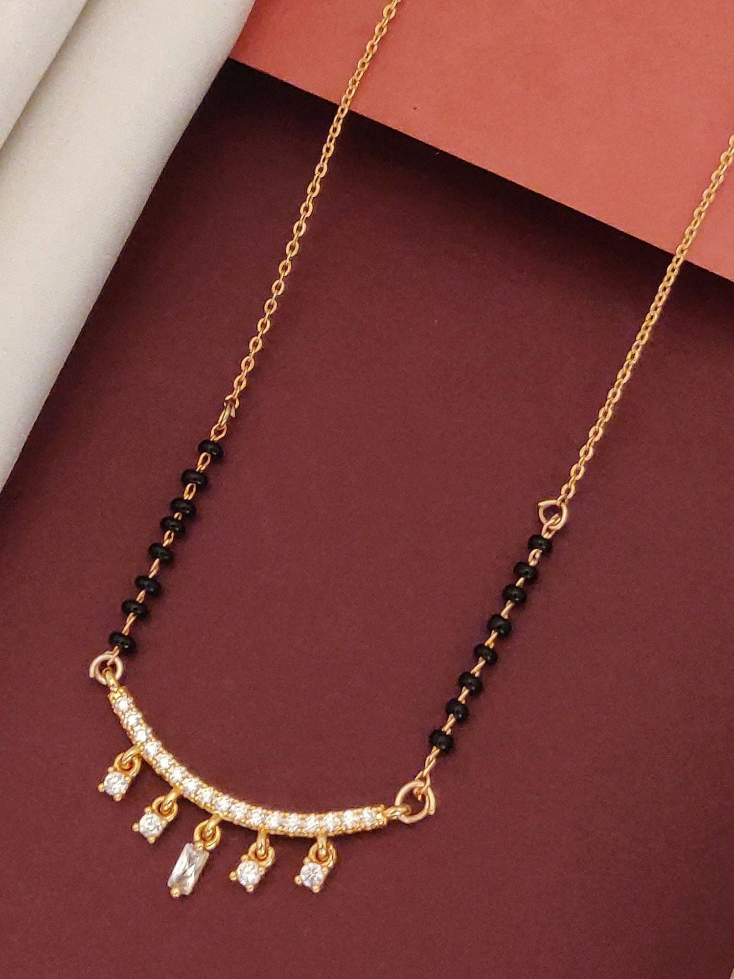 Abdesigns RoseGold Plated American Diamond Mangalsutra