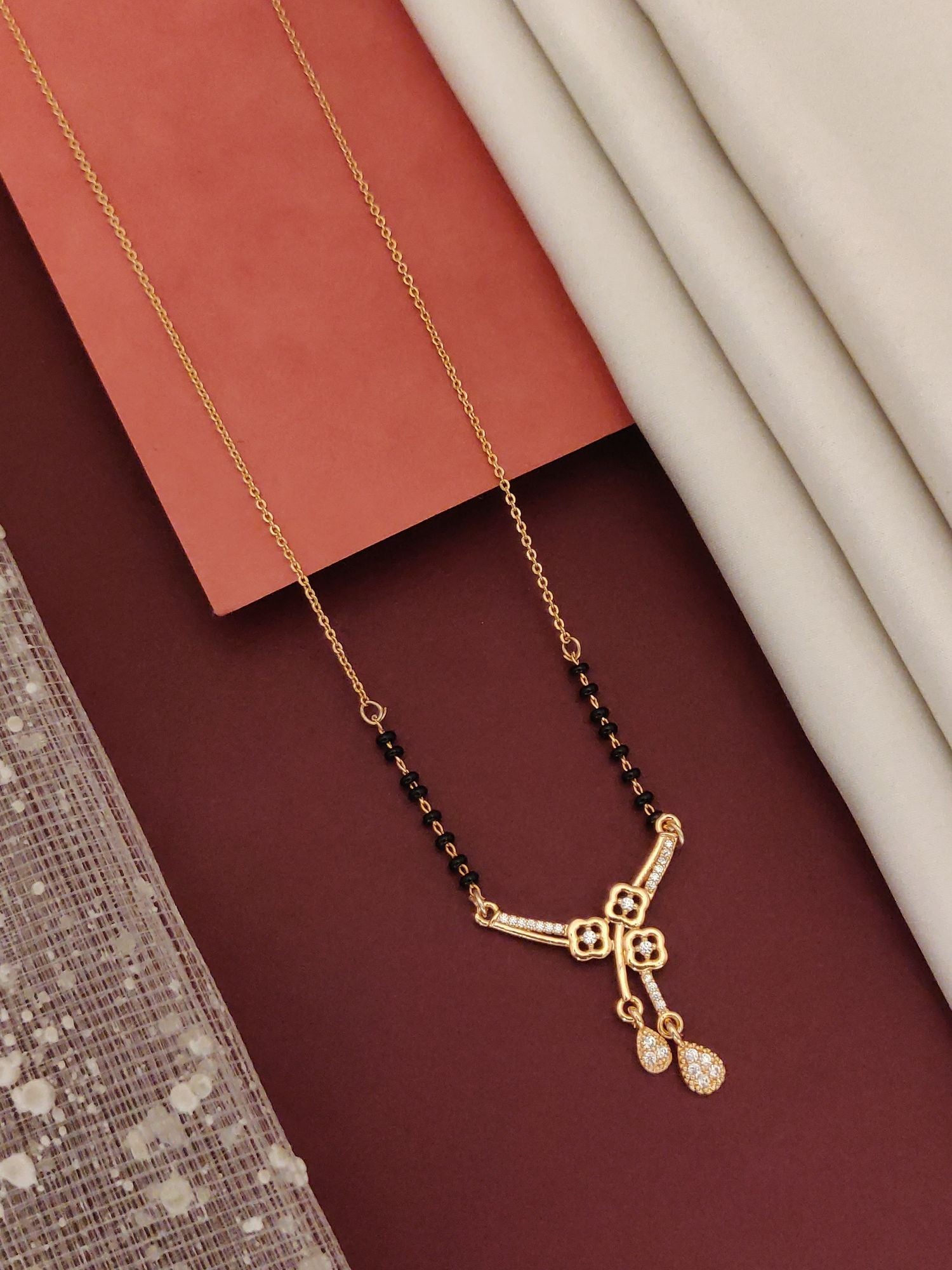 Abdesigns RoseGold Plated American Diamond Mangalsutra