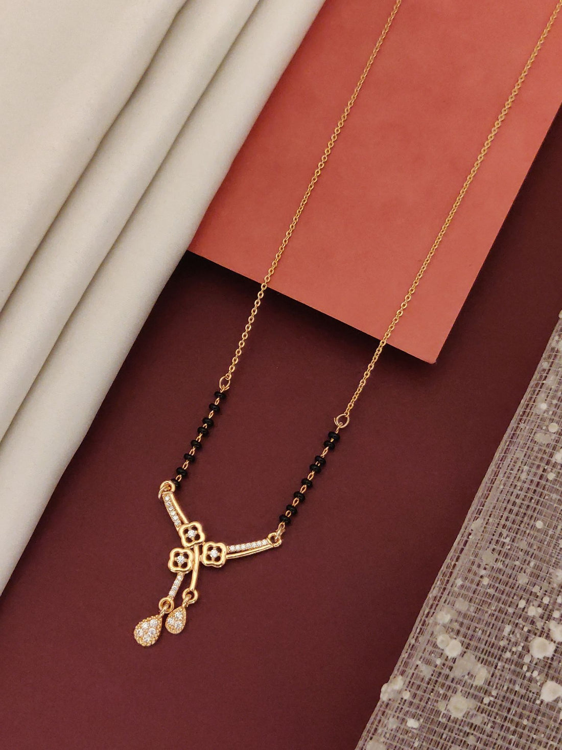 Abdesigns RoseGold Plated American Diamond Mangalsutra