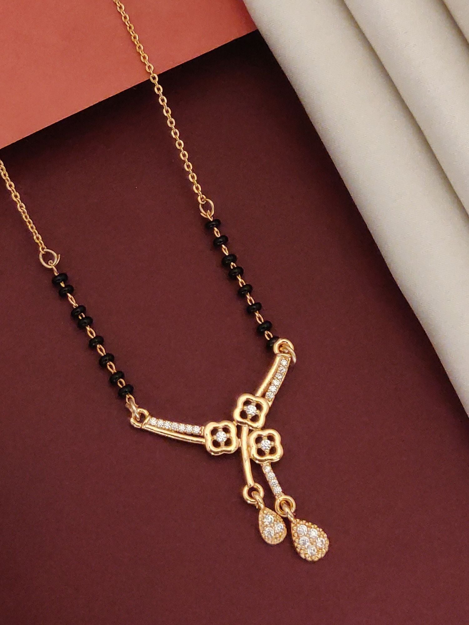 Abdesigns RoseGold Plated American Diamond Mangalsutra