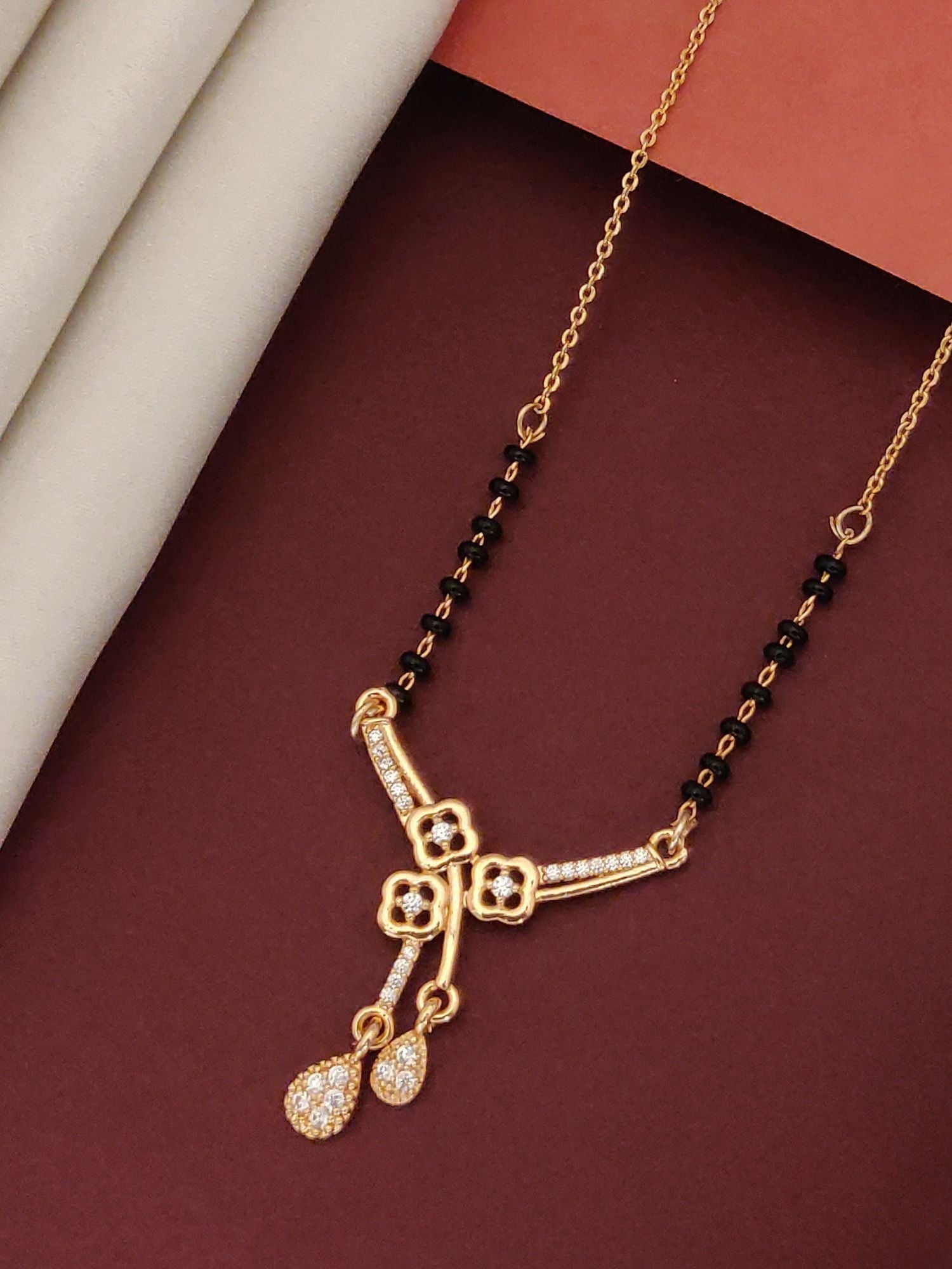Abdesigns RoseGold Plated American Diamond Mangalsutra