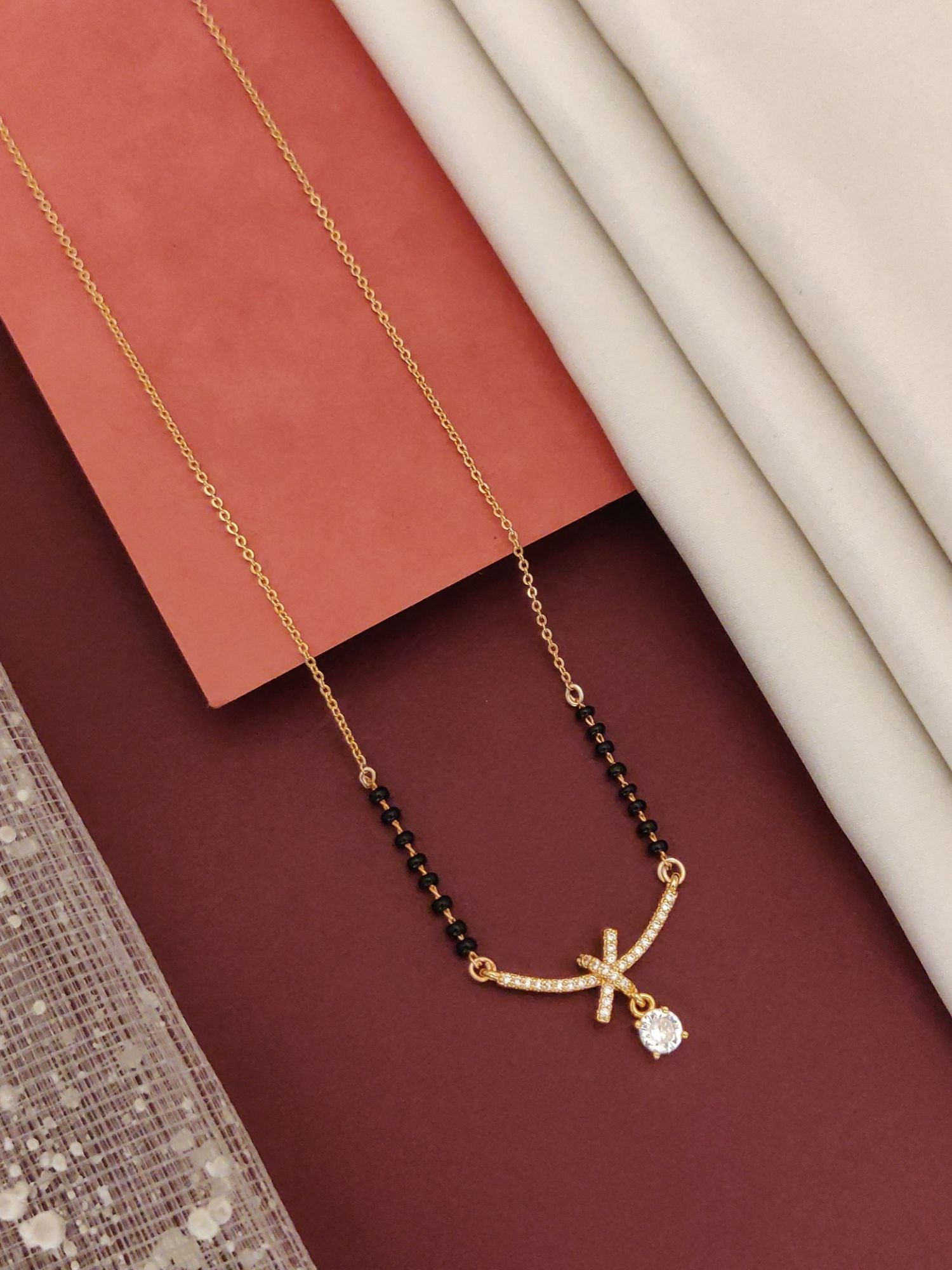 Abdesigns RoseGold Plated American Diamond Mangalsutra