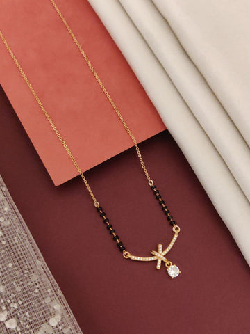 Abdesigns RoseGold Plated American Diamond Mangalsutra