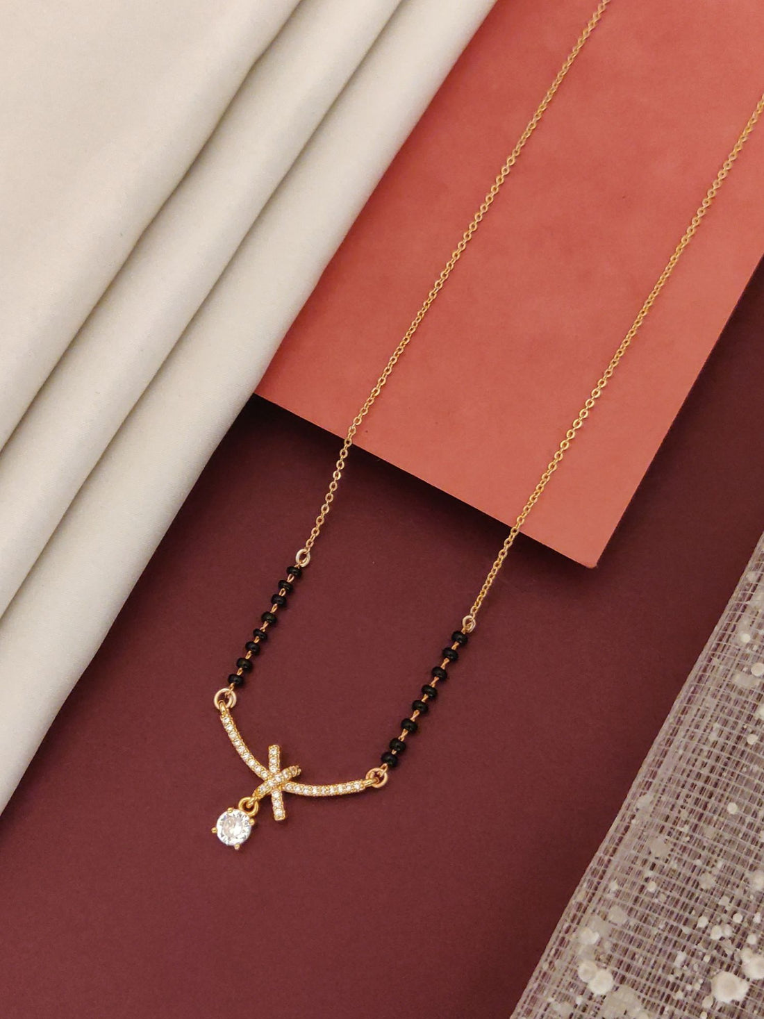 Abdesigns RoseGold Plated American Diamond Mangalsutra