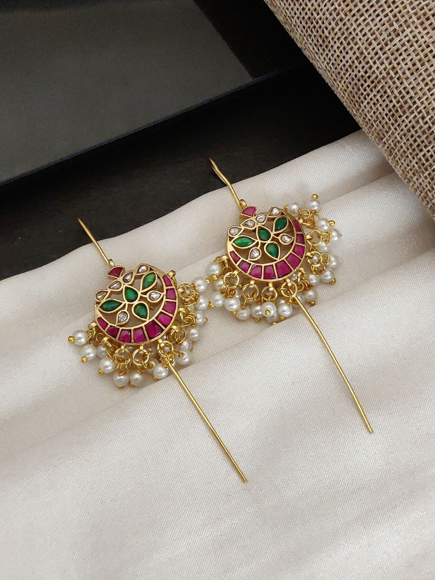 Abdesigns Gold Plated Kempstone Studed Bugadi Earring