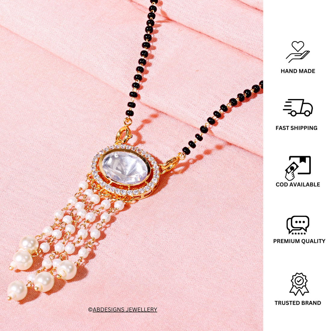 Enthralling Gold Polki Kundan Mangalsutra - Abdesignsjewellery