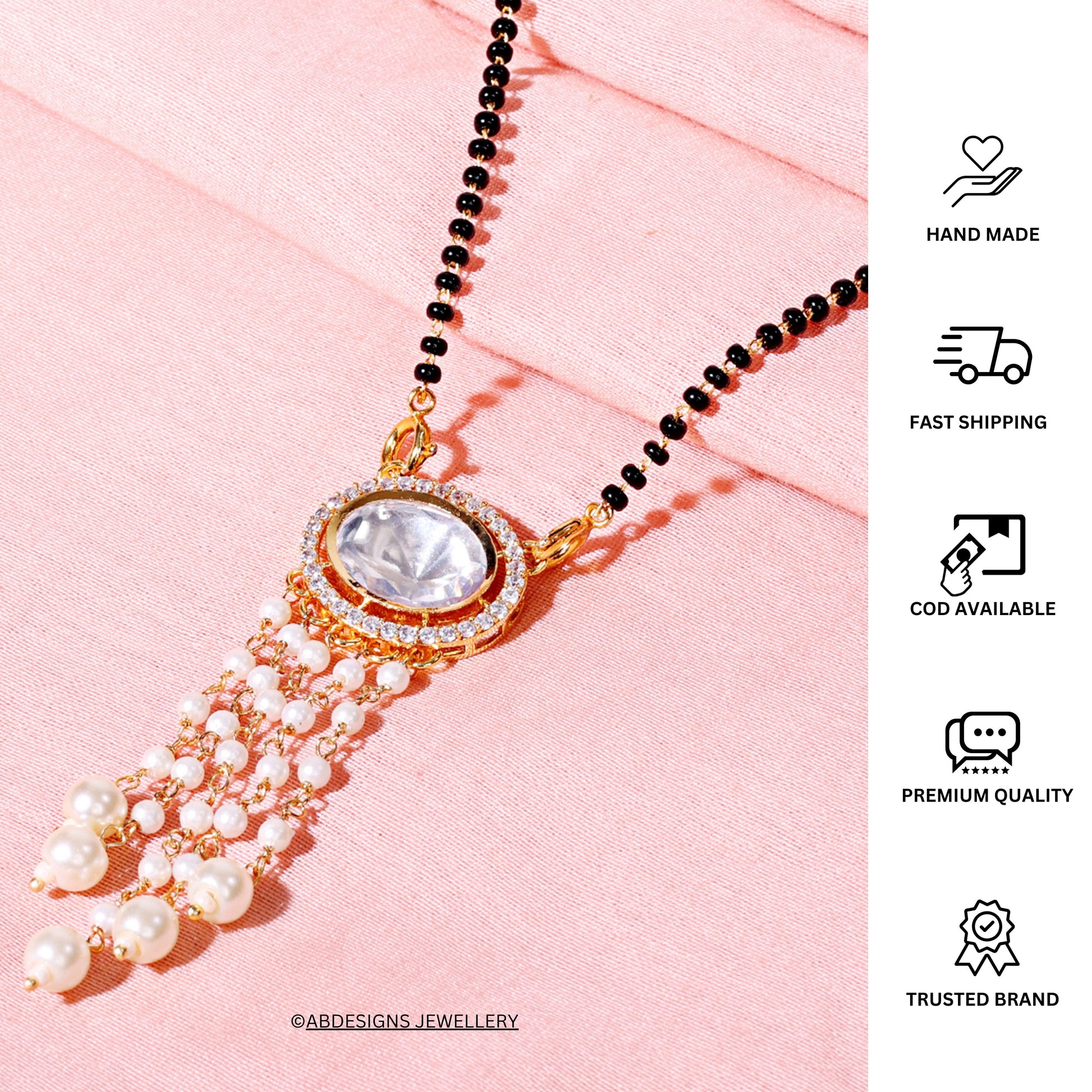 Enthralling Gold Polki Kundan Mangalsutra - Abdesignsjewellery