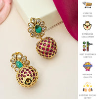 Thumbnail for Traditional Antique Gold Kempstone Round Earrings