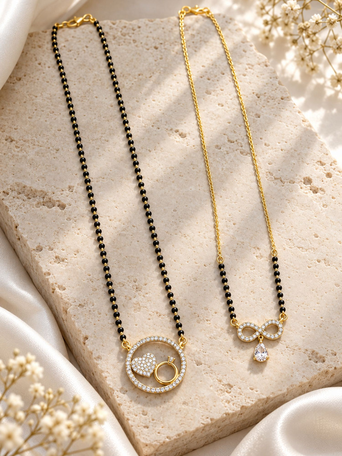 Set of 2 AD Stone Love Mangalsutras Combo | Abdesigns Jewellery