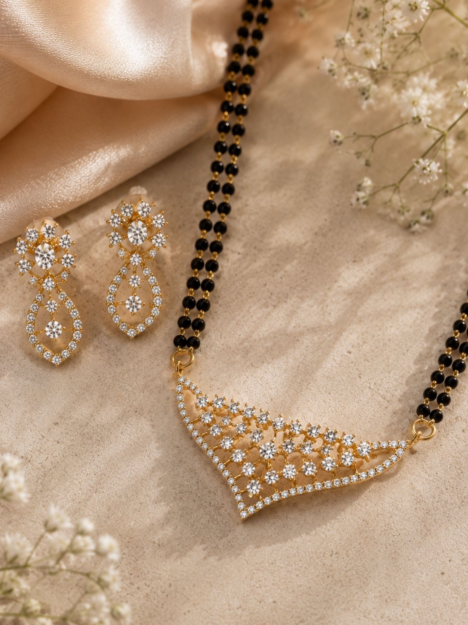 Solitaire Diamond Look Mangalsutra Set – Elegant Wedding Glam | Abdesigns
