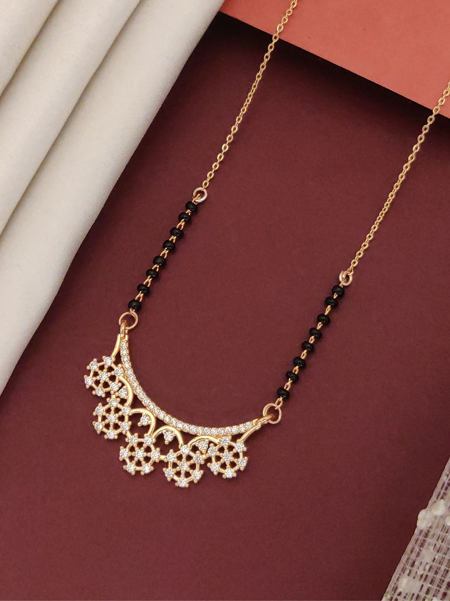 RoseGold Plated American Diamond Mangalsutra - mangalsutra by Abdesigns Jewellery