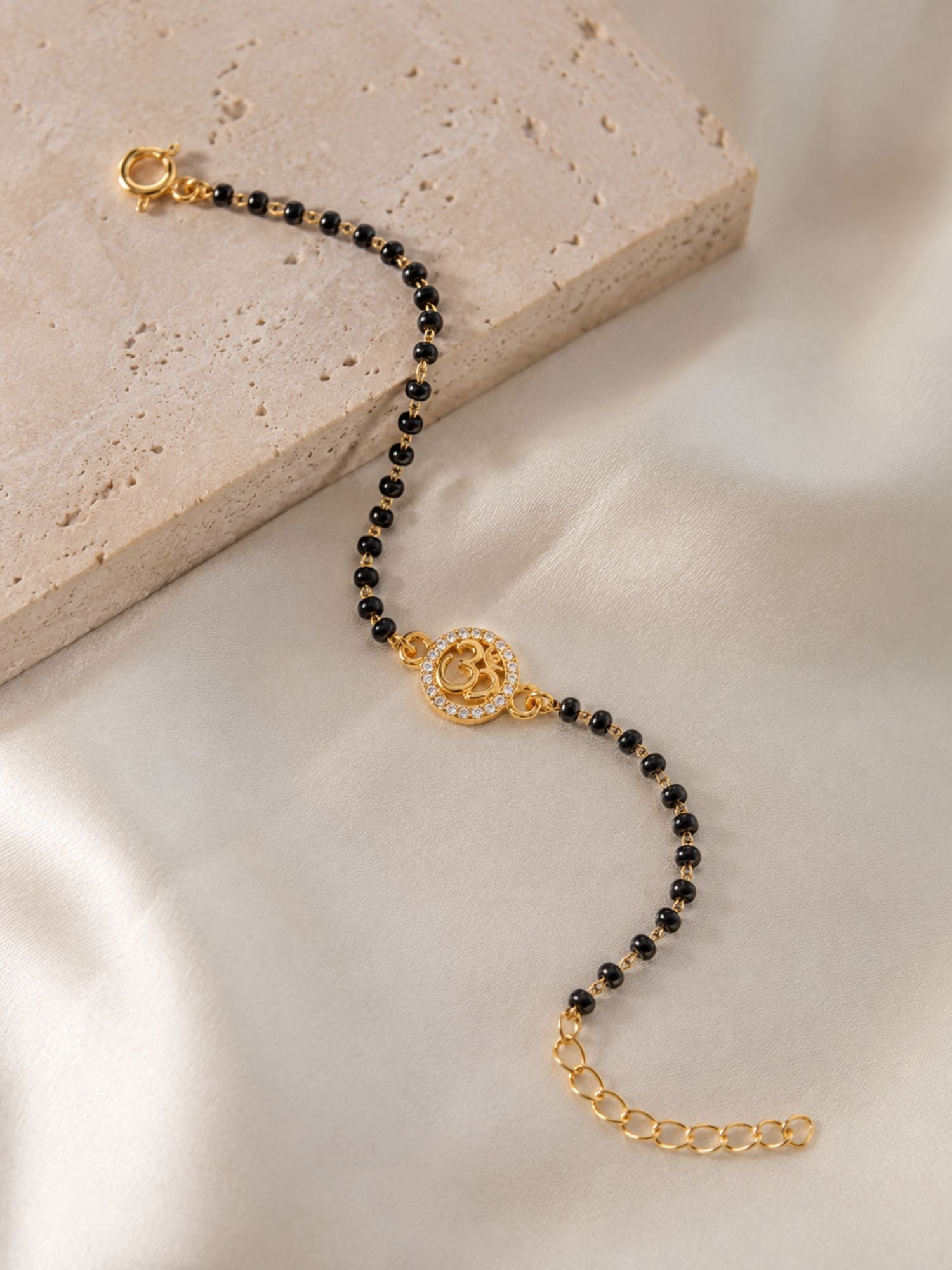 925 Sterling Silver Gold Plated Om Baby Nazariya Bracelet