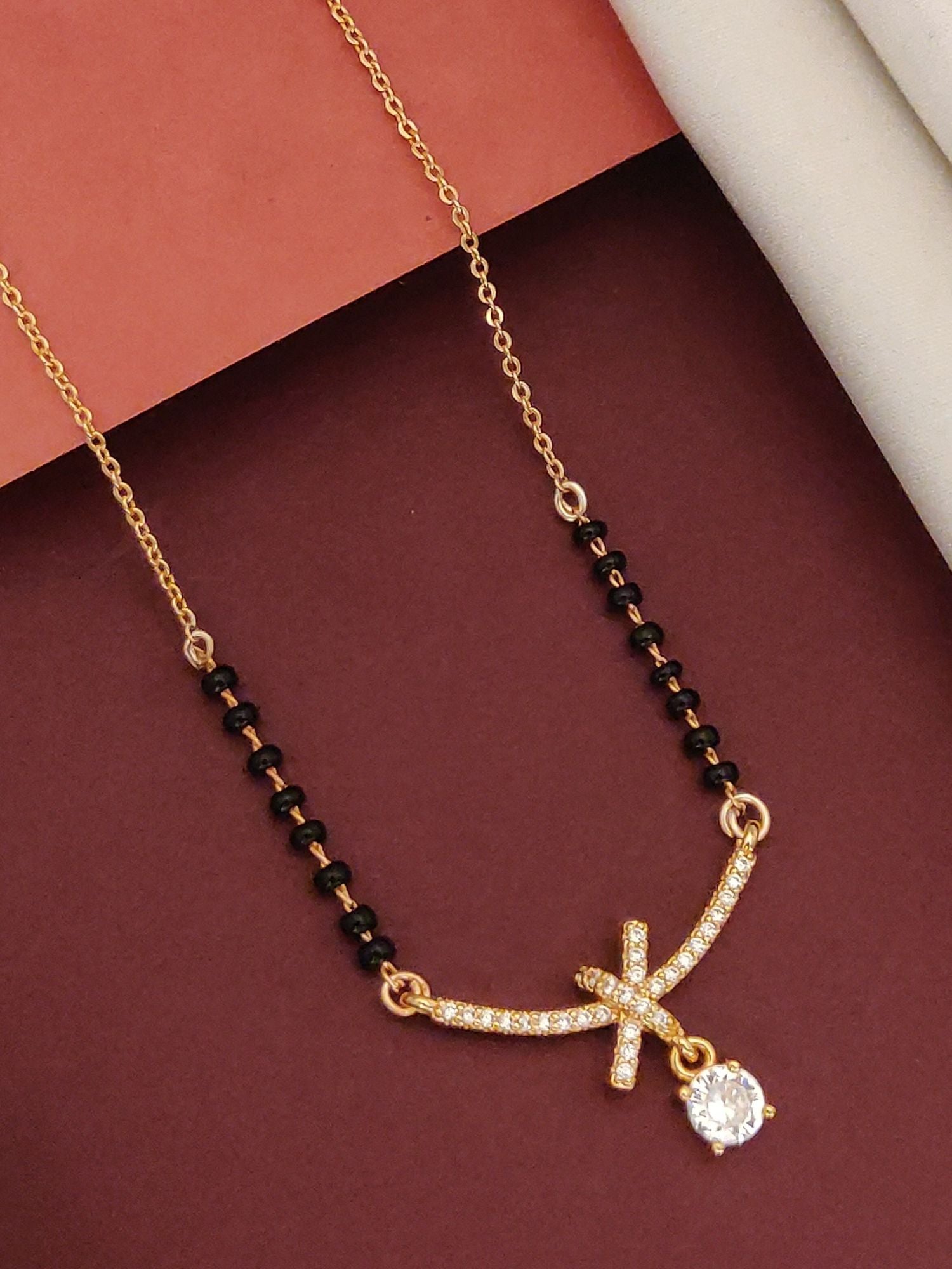 Abdesigns RoseGold Plated American Diamond Mangalsutra