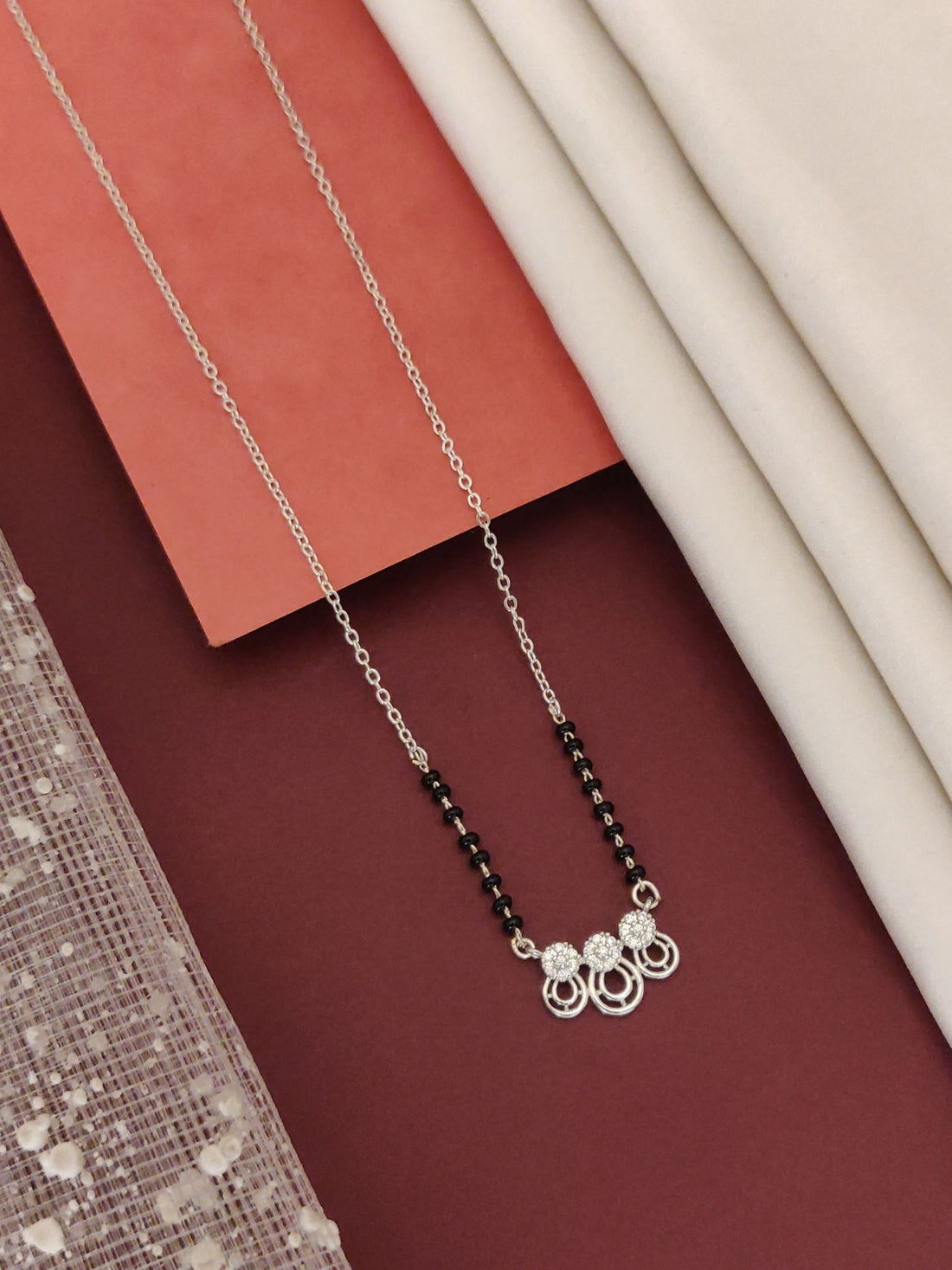 Abdesigns Silver Plated American Diamond Mangalsutra