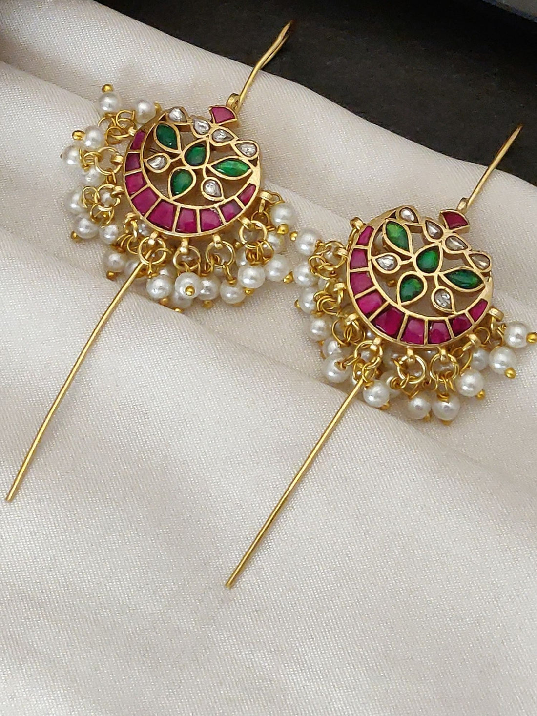 Abdesigns Gold Plated Kempstone Studed Bugadi Earring