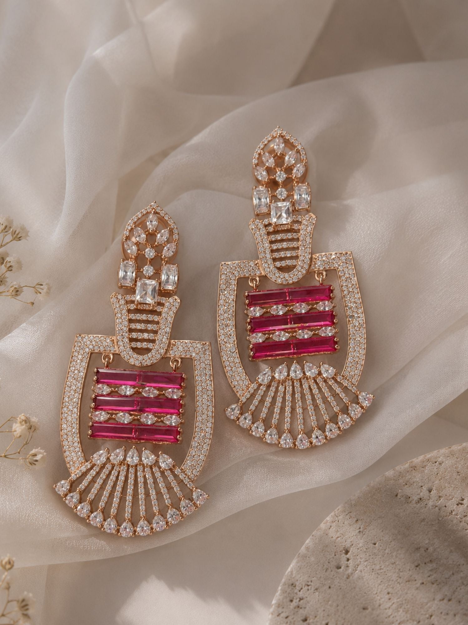 Ruby Stone Statement Earrings | Abdesigns