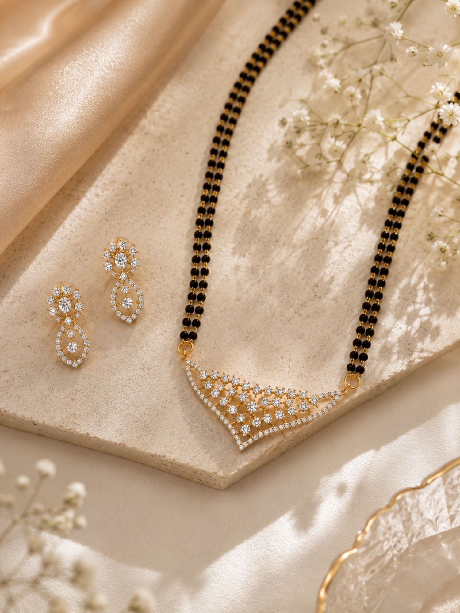 Solitaire Diamond Look Mangalsutra Set – Elegant Wedding Glam | Abdesigns