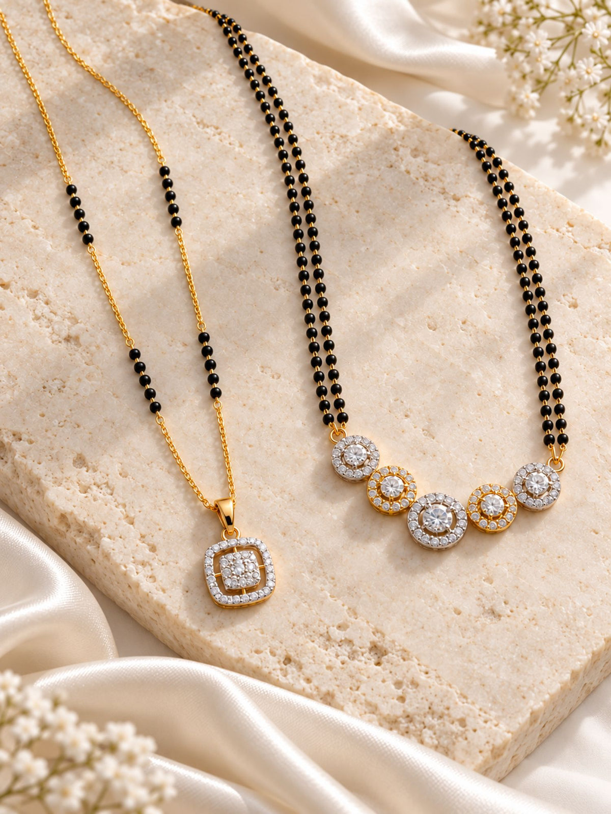 Set of 2 AD Stone Unique Mangalsutra Combo | Abdesigns Jewellery
