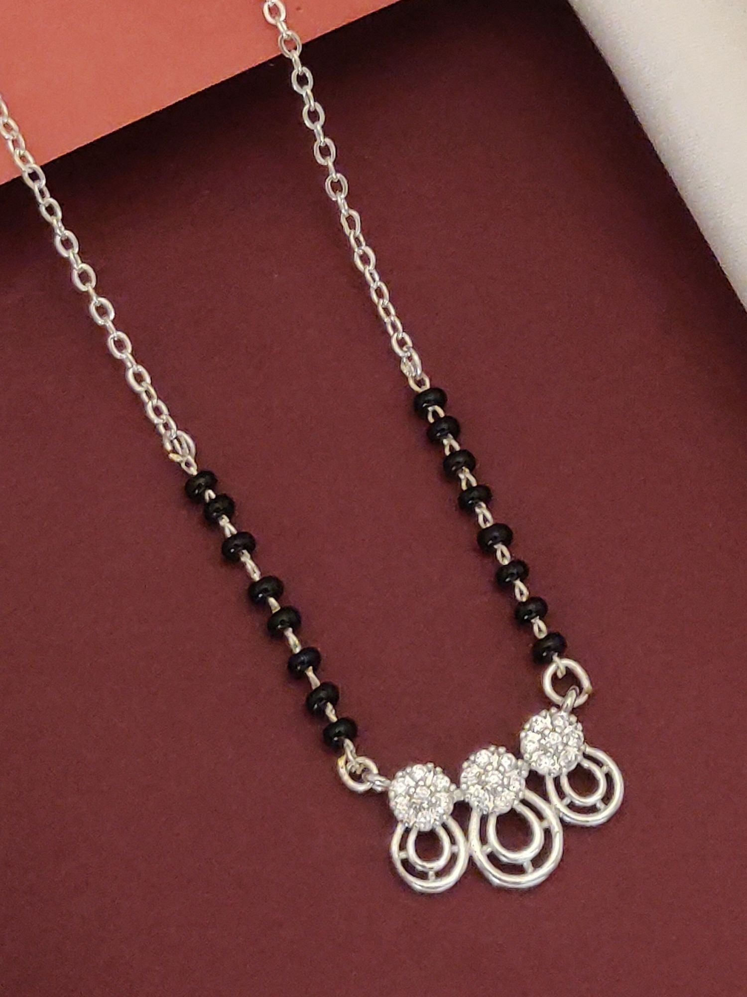 Abdesigns Silver Plated American Diamond Mangalsutra