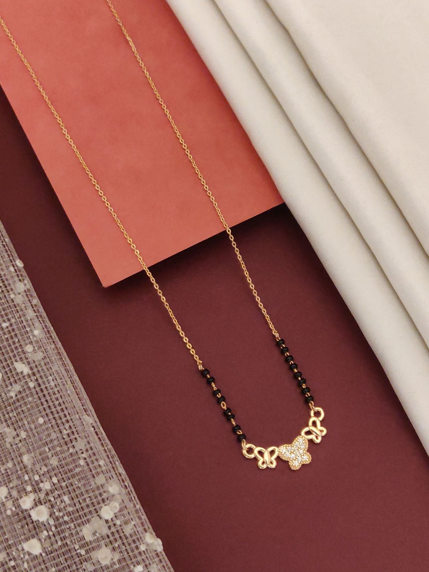 Abdesigns RoseGold Plated American Diamond Mangalsutra