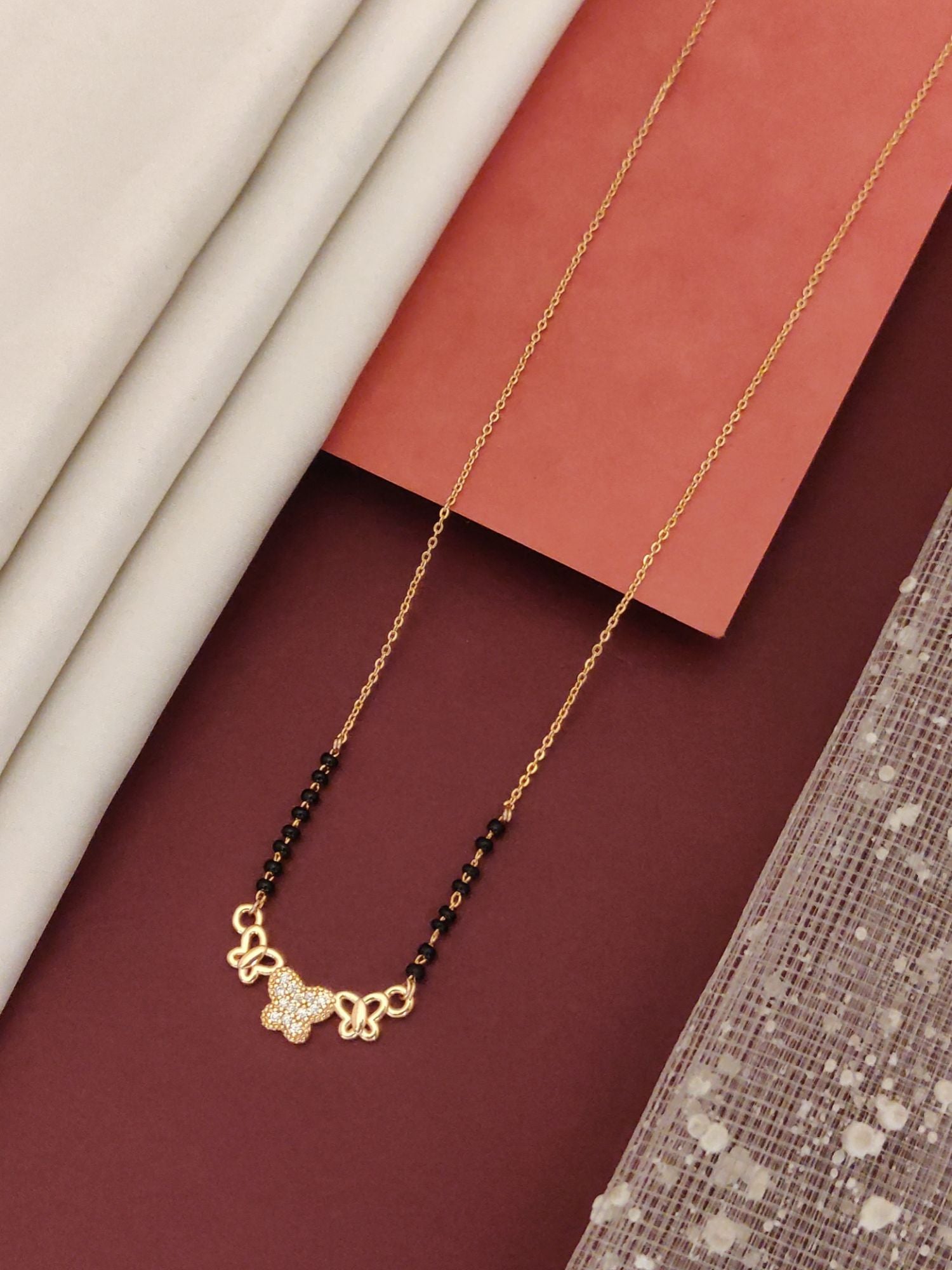 Abdesigns RoseGold Plated American Diamond Mangalsutra