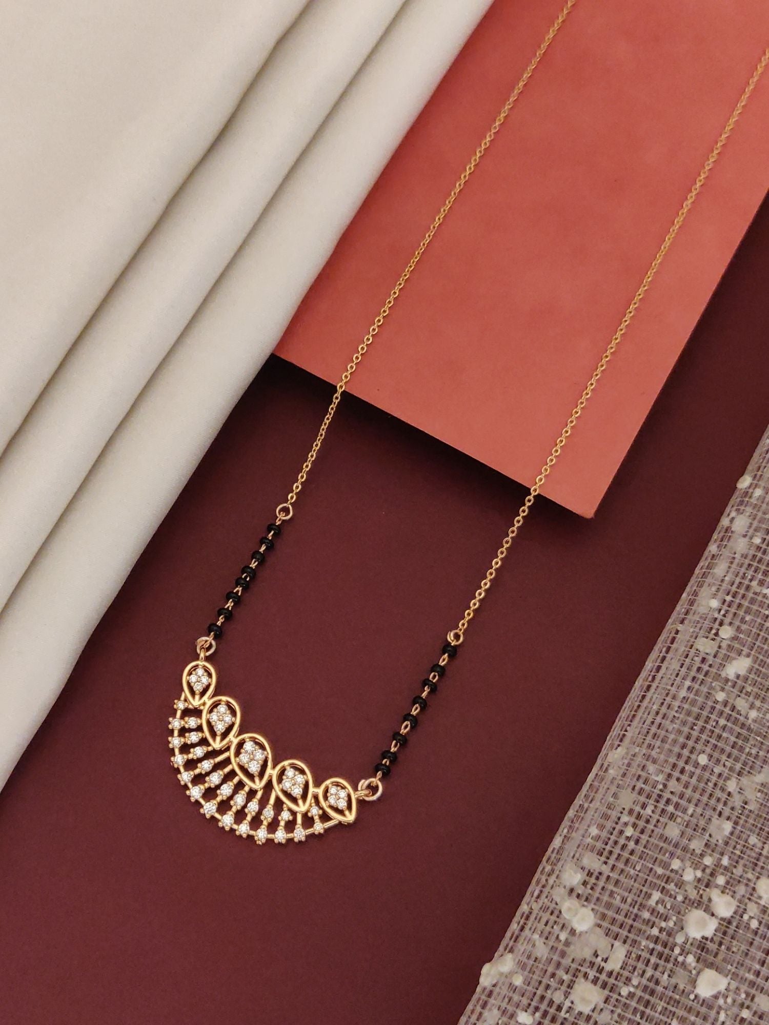 RoseGold Plated American Diamond Mangalsutra - mangalsutra by Abdesigns Jewellery
