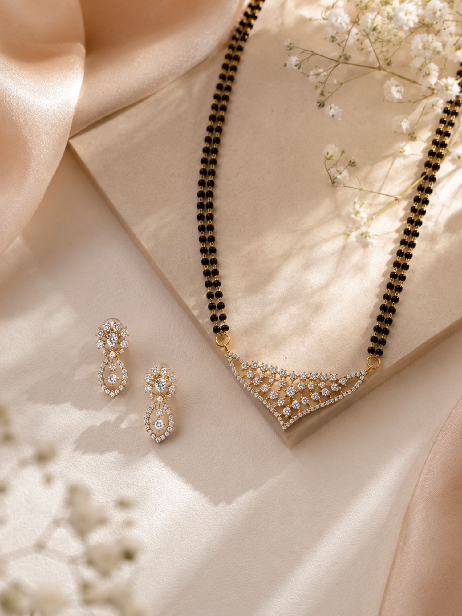 Solitaire Diamond Look Mangalsutra Set – Elegant Wedding Glam | Abdesigns