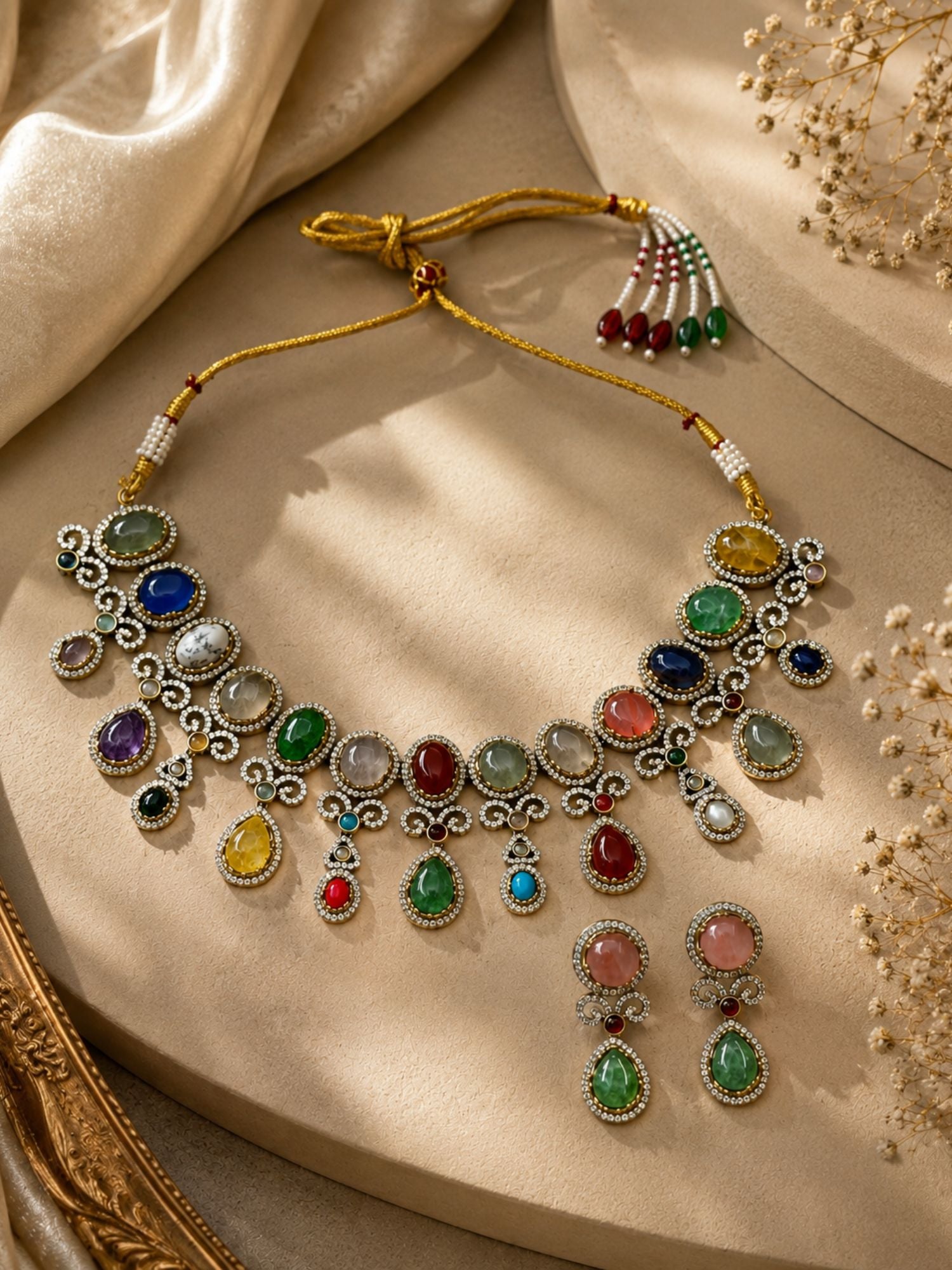 Emerald Green Pendant Necklace Set | Abdesigns