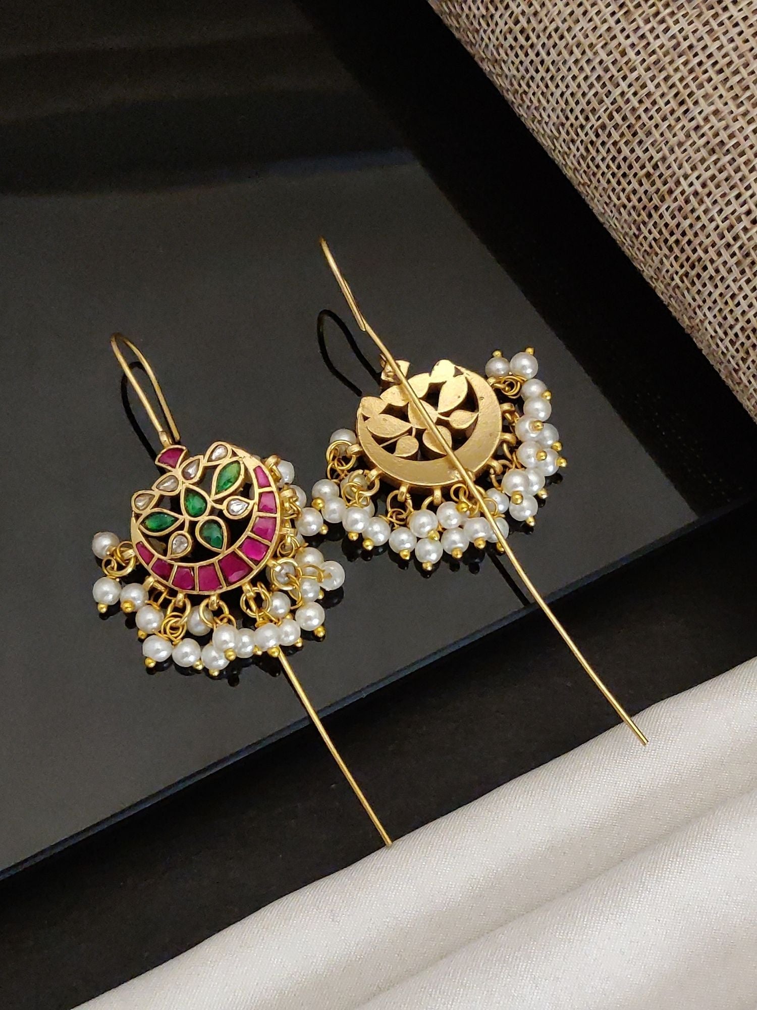 Abdesigns Gold Plated Kempstone Studed Bugadi Earring