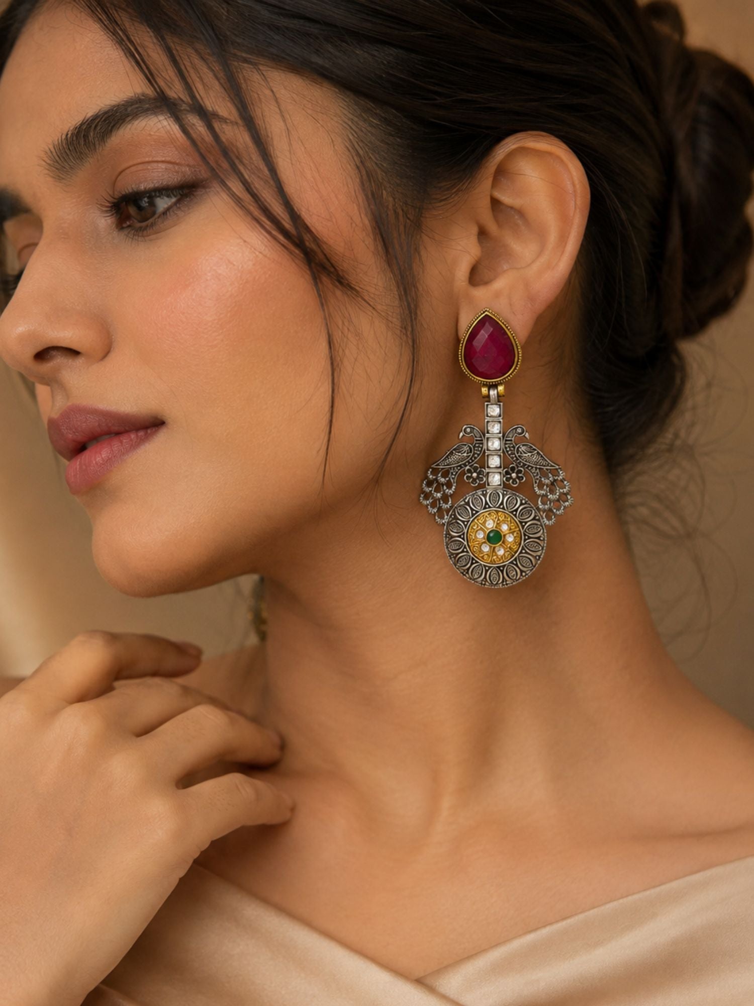 Set of 4 Oxidised Unique Ethnic Earrings for Women