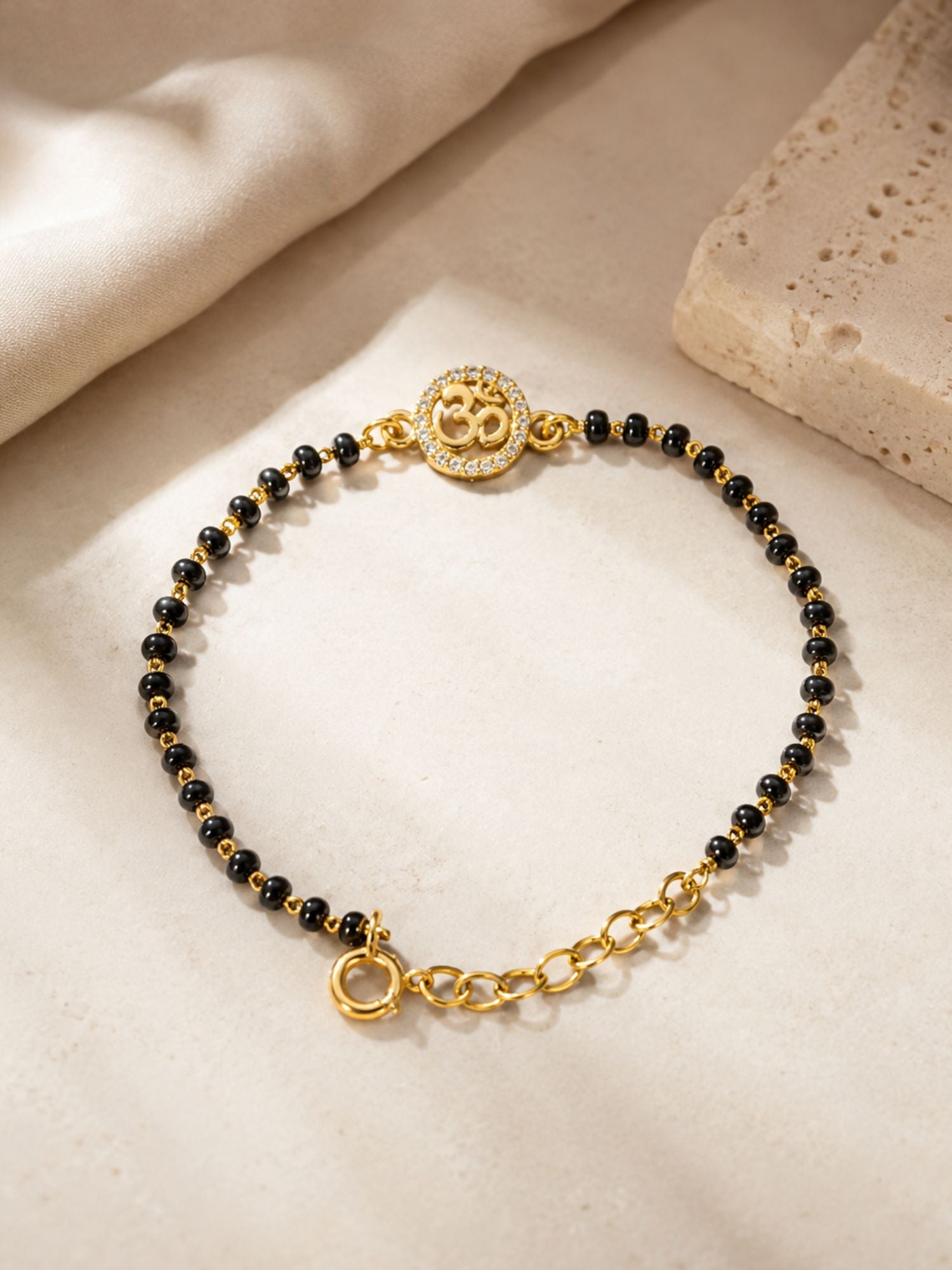 925 Sterling Silver Gold Plated Om Baby Nazariya Bracelet