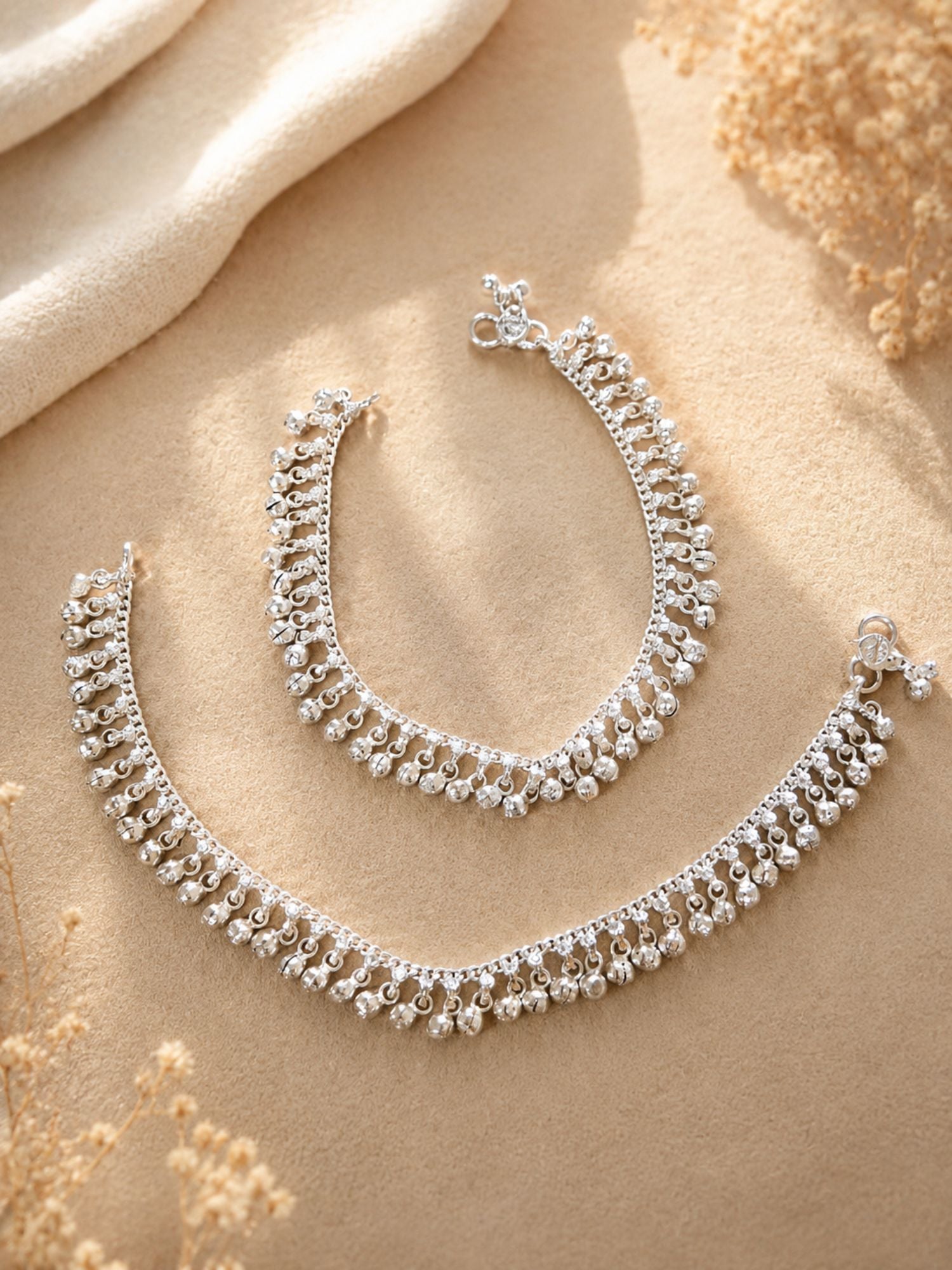 Beautiful High Quality Silver Plated Gungru Anklet