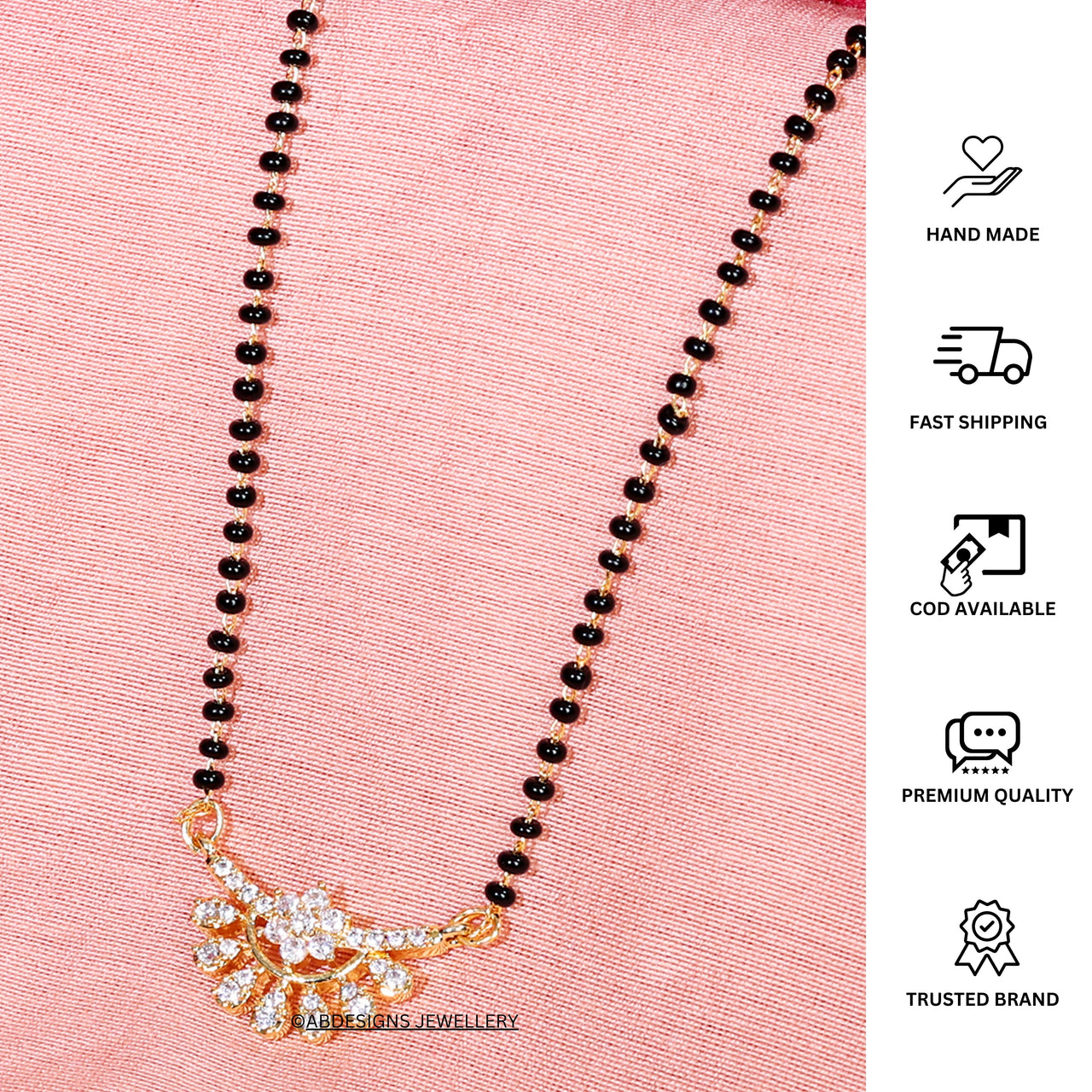 Elegant Diamond Blackbead Mangalsutra - Abdesignsjewellery