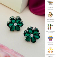 Thumbnail for Cute Flower Crystal Silver Stud Earrings