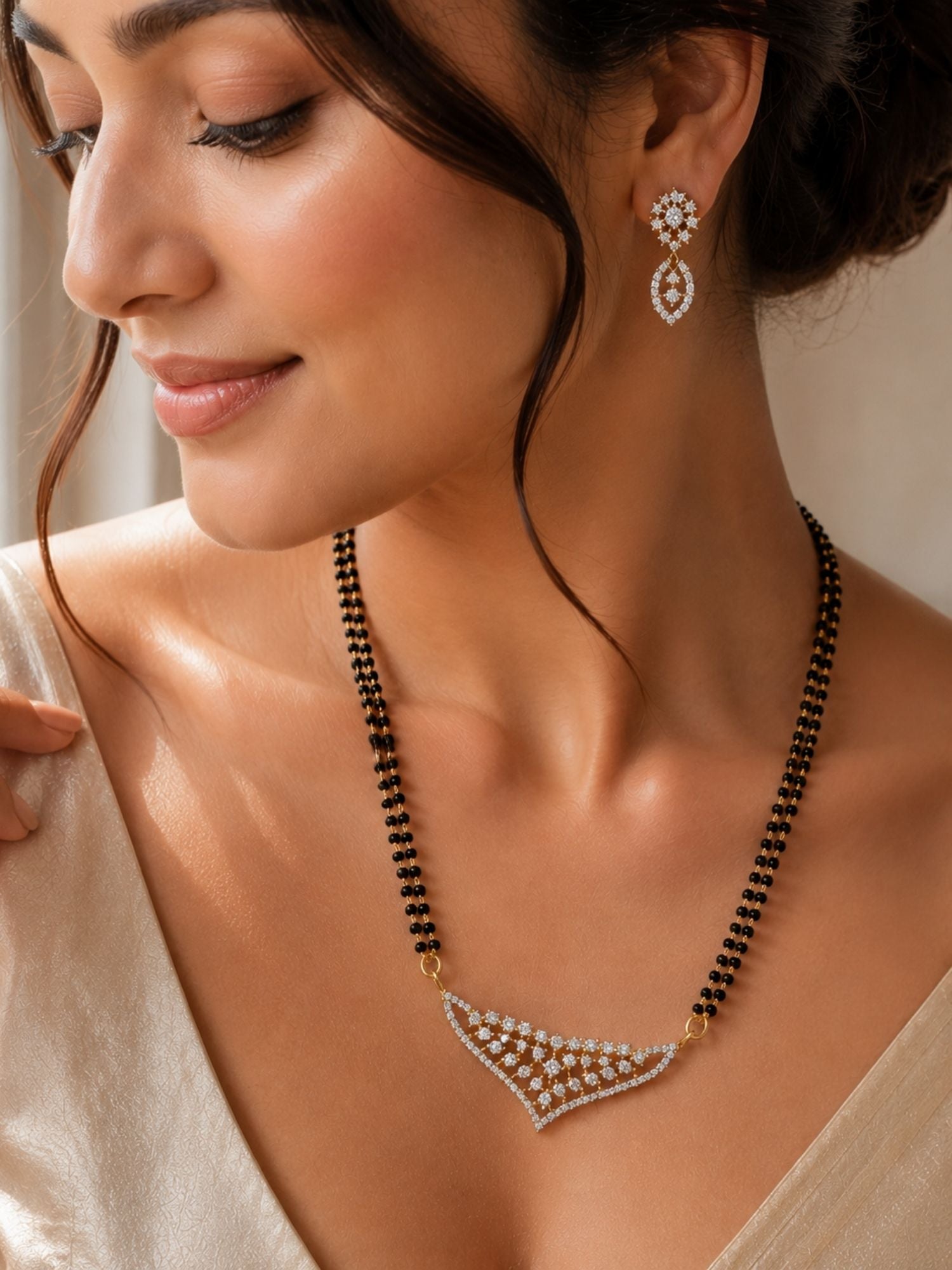 Solitaire Diamond Look Mangalsutra Set – Elegant Wedding Glam | Abdesigns