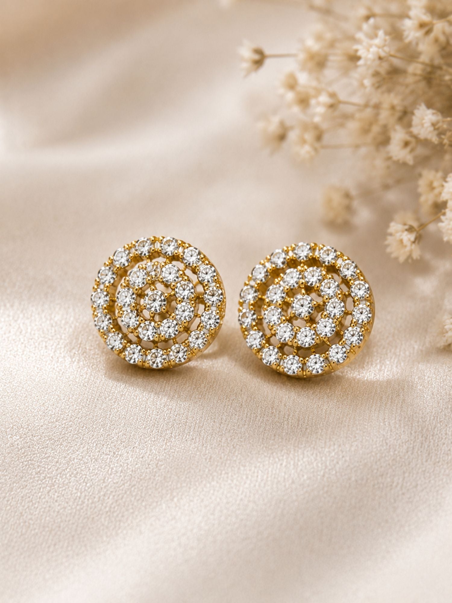 Round Diamond CZ Necklace Set in Gold Plating – Party Wear | Abdesigns